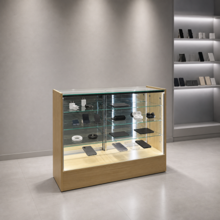48 in. Black Glass Showcase with LED – SD-001