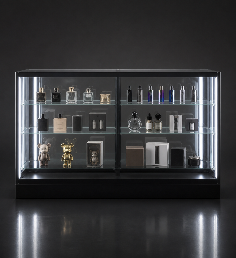 SD-003 180 cm illuminated glass retail showcase